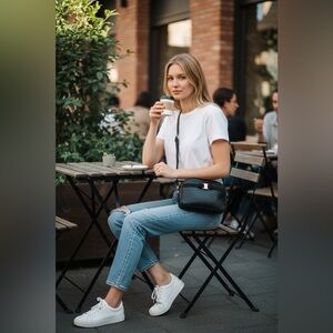 Salvatore Ferragamo Black Crossbody Bag with Gold Details